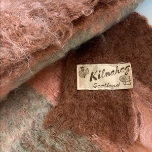 Vintage Kilmahog Scotland Wool Scarf 66” by 17”
Peach, greens and browns
